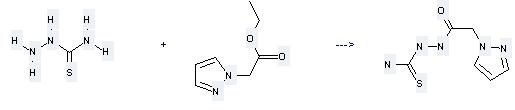 1H-Pyrazole-1-aceticacid, ethyl ester can be used to produce C6H9N5OS by heating